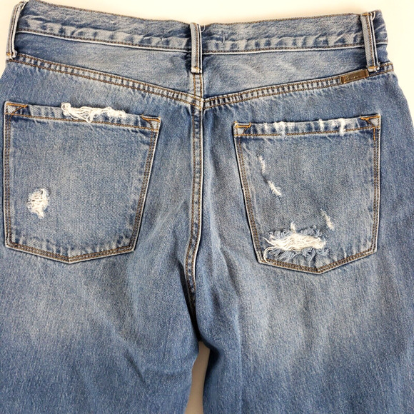 Kancan Jeans Womens 9/28 KC8678M Blue Straight High Waist Button Fly Distressed - Picture 5 of 10